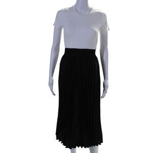 Seraphine Womens Solid Black Elastic Waist Pleated A-Line Skirts Size 10